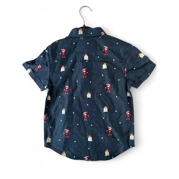 Primark Boys Santa Snowman Collard Button Down Top Christmas Size 3-4 - Picture 5 of 5